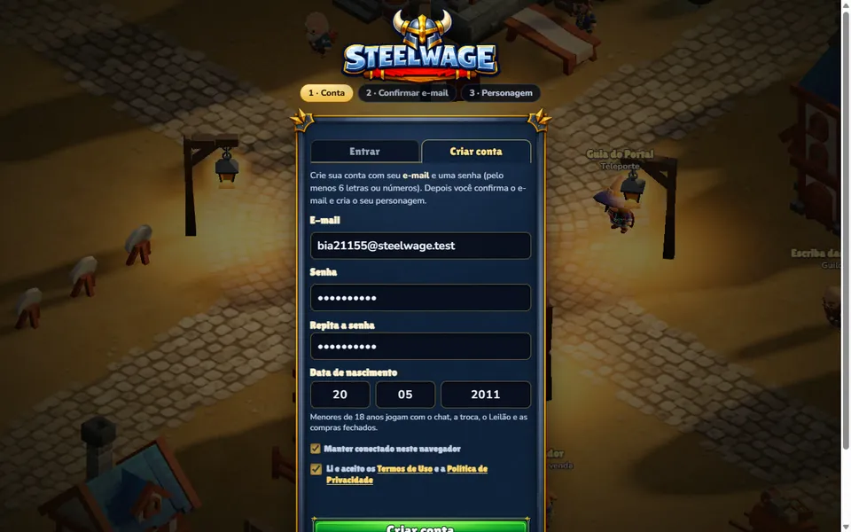 Imagem: 📜 Atualização · lote 120 · conta, Termos e cookies